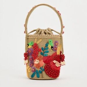 NWT ZARA BEADED BASKET BAG